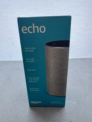 Amazon Echo (2nd Generation) Smart Speaker with Alexa - Heather Gray Fabric NEW - Image 1 of 4