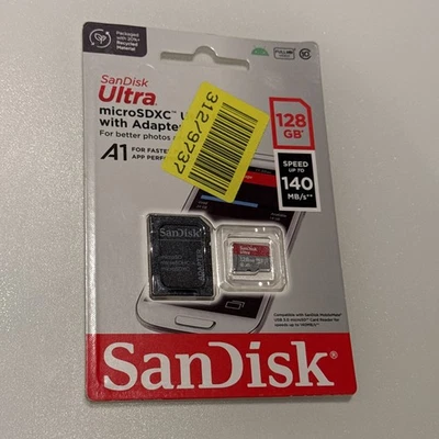 128GB Sandisk Micro SDXC Memory Card Ultra UHS-I U1 140 MB/s A1 Genuine VAT Inc - Image 1 of 2