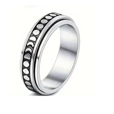 Anillo giratorio de acero inoxidable para inquietud TDAH ansiedad joyería luna celeste talla 7 Foto 1 de 4
