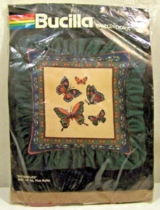 Bucilla Needlepoint Butterflies Pillow Cover Kit 4511 Tapistry Complete - NEW - Picture 1 of 4
