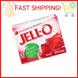 JELL-O Strawberry Banana Gelatin Dessert Mix (3 oz Boxes, Pack of 6) - Picture 1 of 2