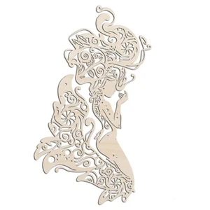 Mermaid #1 Mandela Laser Cut Out Unfinished Wood Shape - Picture 1 of 3