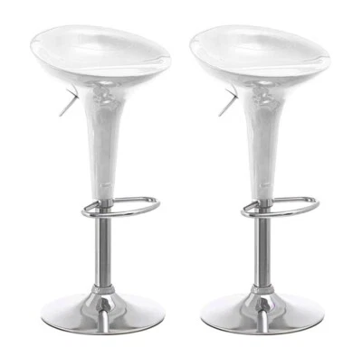 Sgabello Girevole In ABS e Acciaio Cromato Regolabile da Bar Cucina Set Bianco - Immagine 1 di 4