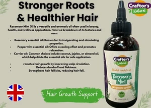 Craftor's 100 % natürliches Rosmarin Minze Haarwachstum Unterstützung Öl UK kostenlose Lieferung - Bild 1 von 5