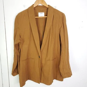 Old Navy Blazer Womens L Linen One Button Burnt Ochre Unlined Career Summer - Picture 1 of 9