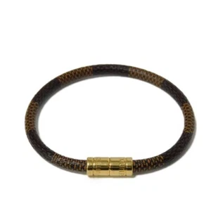 LOUIS VUITTON Bra Rubbed Keep It M6608E bracelet Logo Brown Gold Old Model... - Picture 1 of 8