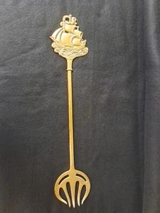Antique Brass Toasting fork, Galleon ship nautical design, Peerage, 18 inch - Picture 1 of 5