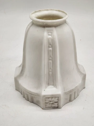 ANTIQUE WHITE SATIN GLASS CEILING LIGHT SHADE EARLY OLD PATTERN PART 7915-120028 Cover