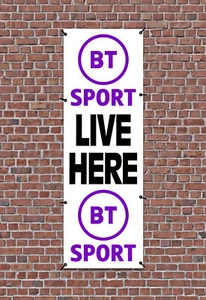 BT SPORT LIVE HERE BANNER PVC stampato outdoor insegna impermeabile occhielli PVC - Foto 1 di 2