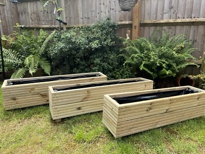 CUSTOM SIZE  Wooden Decking Planter Timber Garden Trough Large PLEASE MESSAGE - Image 1 of 4