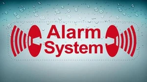 Autocollant sticker voiture moto alarme system rouge antivol - Picture 1 of 1