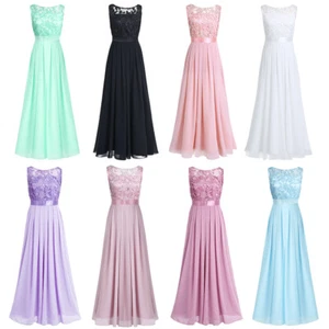 Womens Floral Lace Chiffon Bridesmaid Long Dress Evening Wedding Party Maxi Gown - Picture 1 of 101