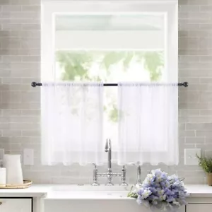 Un par de cortinas de gasa blanca caída de 142 cm de ancho, 60 cm - Imagen 1 de 3