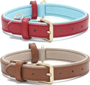 Linkfun 2er Pack Leder Hundehalsband für kleine mittlere wasserdicht - Bild 1 von 5