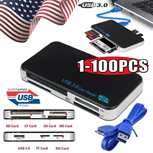 USB 3.0 Memory Card Reader Adapter 5GBPS Fit CF/TF/SD/Micro SD/XD/M2/MS Card LOT - Picture 1 of 11