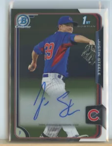 2015 Bowman Chrome Prospect Autographs #BCAPJS JUSTIN STEELE RC Chicago Cubs - Picture 1 of 2
