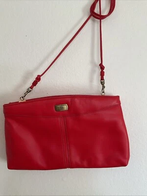 Etienne Aigner ROJO Cuero NUDO Bolso de Mano Cartera BOLSO Pequeño Foto 1 de 4