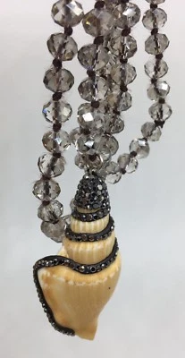 summer 16' Knotted Tribal Glass Crystal  real seashell pendant Necklace Woman - Image 1 of 4