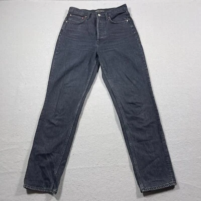 Pantalones de mezclilla Aritzia Forum The BF tiro alto sueltos para mujer 28L negros botones mosca Foto 1 de 4