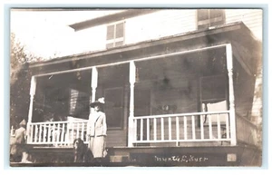 1904-1918 Frau & Hund Haus Stratford NY New York Postkarte RPPC - Bild 1 von 2