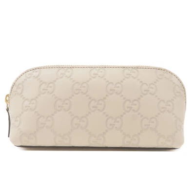 Подлинный б/у косметический мешочек GUCCI Guccissima цвета слоновой кости кожа 141811 - Изображение 1 из 4