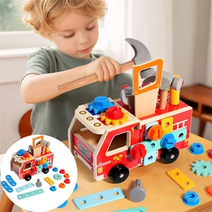 Wooden Educational Toy Construction Vehicle Set For Kids Early Learning Indoor - Picture 1 of 7