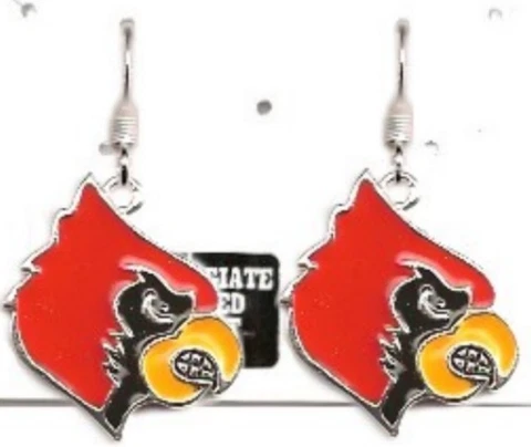 NCAA University of Louisville Cardinals Large Pierced Earriings Silver Plate NEW Cover