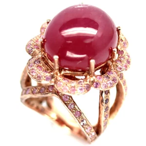 925 Argento Sterling 16 x 18 MM Rosso Rubino & Zaffiro Rosa Gioielli Ring Misura - Foto 1 di 4