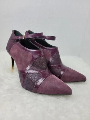 Roberto Cavalli Bottie Heel Shoes Women's Size 6.5 Stingray Purple Leather  - Image 1 of 4