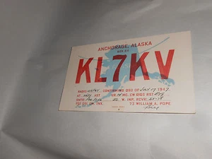 Vintage 1947 QSL Amateur Radio Card KL7KV Anchorage Alaska - Picture 1 of 2