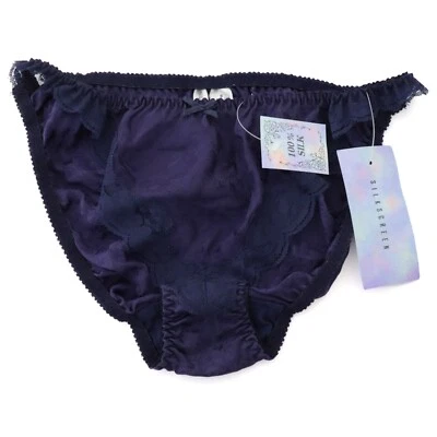 NUEVO Braguita de Bikini Serigrafía VERDADERA DE COLECCIÓN AÑOS 90 100% Seda Encaje Tanga PEQUEÑA Foto 1 de 4