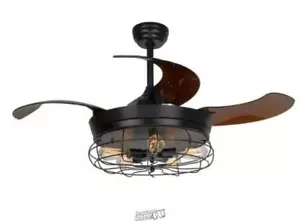 Parrot Uncle Benally 46 in Indoor Black Downrod Retractable Ceiling Fan Light - Picture 1 of 4