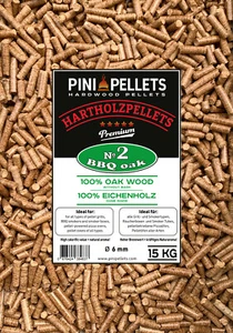 Grillpellets №2 PINI 15KG, Holzpellets 100% Eiche zum Grillen, Räuchern, Smoken - Bild 1 von 5