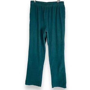 Serengeti Corduroy Pants Teal Green Women Size Medium Straight Leg Elastic Waist - Picture 1 of 9