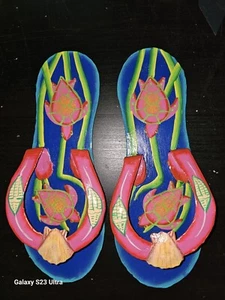 2er Set handgefertigte Flip Flop Strand hängende Wandkunst 3" x 9" - Bild 1 von 2