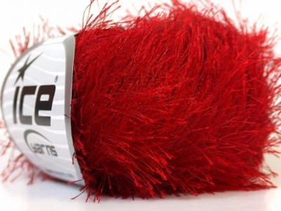 Absolutely Red Eyelash Yarn Ice Solid Red Fun Fur 22762 50 Gram 70 Yards - Image 1 of 3