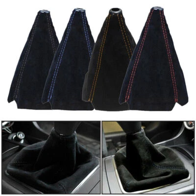 Perilla de cambio manual para automóvil cubierta de cuero gamuza accesorios universales Foto 1 de 4