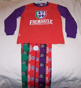 Fremantle Dockers AFL Boys Red Purple Cotton Flannel Pyjama Set Size 16 New - Picture 1 of 1