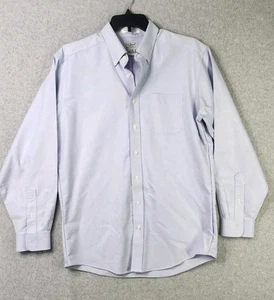 L.L. Bean Herren 16,5-35 blau LS knitterarm BAUMWOLLE Button Down Hemd ALTER - Bild 1 von 9