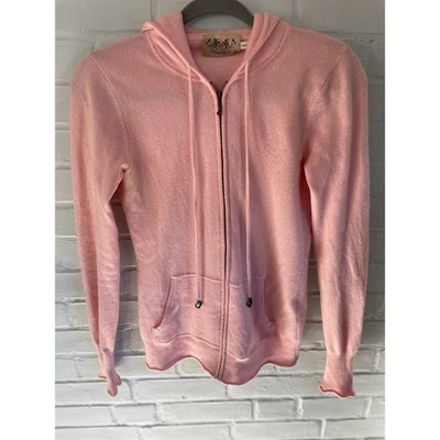 Juicy Couture Rosa Cachemira Cremallera Sudadera con Capucha Suéter Detalle Corazón Volantes Puño Med Foto 1 de 4