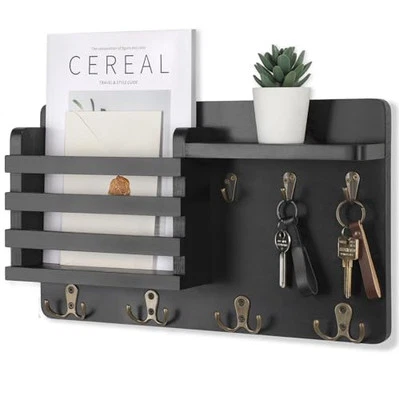  Mail Holder for Wall Mail Organizer with Key Hooks Hallway Farmhouse Decor  - Image 1 of 4