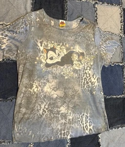 Looney Tunes Women’s Shirt Y2K Pussyfoot Cat Animal Print Floral Top Retro - Picture 1 of 7