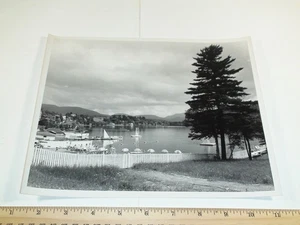 Vintage B&W 8 X 10 Photo Lake Placid New York - Marina Area - Picture 1 of 2