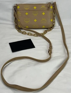 MCM Splash Logo Mini Pouch Crossbody Bag - Chain & Leather Strap SPB-CA 351920 - Picture 1 of 13
