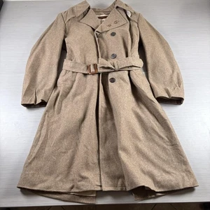 Vintage Playboy Trench Coat Mens Large Wool Belted Overcoat Faux Fur Lined 70s - Picture 1 of 5