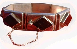Brazalete vintage de plata de ley 925 con forma de diamante 7 piedras de ónix negro 47 g - Imagen 1 de 5