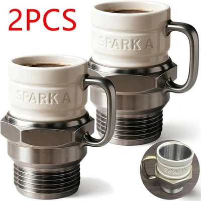 2X Zündkerzen-Tasse. Motor-Zündkerzen-Design. Neuartige Kaffeetasse Geschenk - Bild 1 von 4