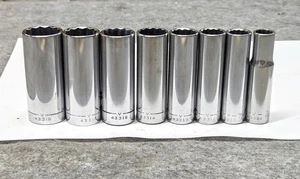 Vintage CRAFTSMAN 3/8" Drive 8 Pc. Deep 12 Pt SAE Socket Set  USA -V- - Picture 1 of 20