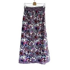 LIBERTY OF LONDON colorful purple blue white pink midi maxi cotton skirt XL (xs) - Picture 1 of 8