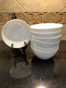 "Juego de 8 cuencos de bayas de frutas Mikasa TRELLIS 4,25"" porcelana de hueso blanco" - Imagen 1 de 5